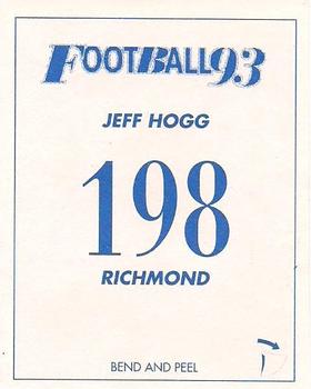 1993 Select AFL Stickers #198 Jeff Hogg Back